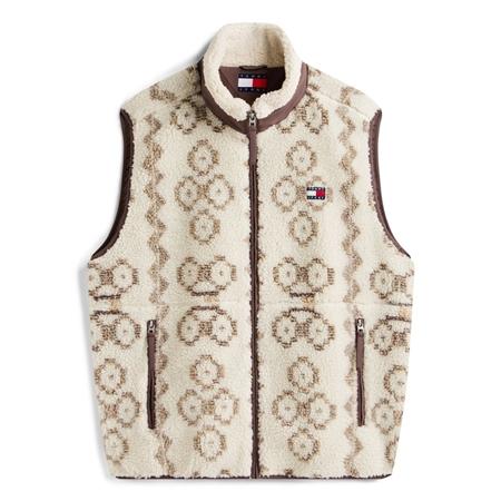Tommy Jeans Teddy Fleece Zip Up Vest - Beige - S
