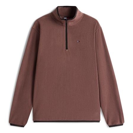 Tommy Jeans Flag Quarter-Zip Polar Fleece Sweatshirt - Brown - XL