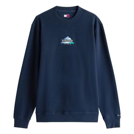 Tommy Jeans Mountain Logo Embroidery Terry Sweatshirt - Navy - XL