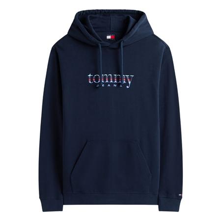 Tommy Jeans Logo Terry Drawstring Hoody - Navy - S