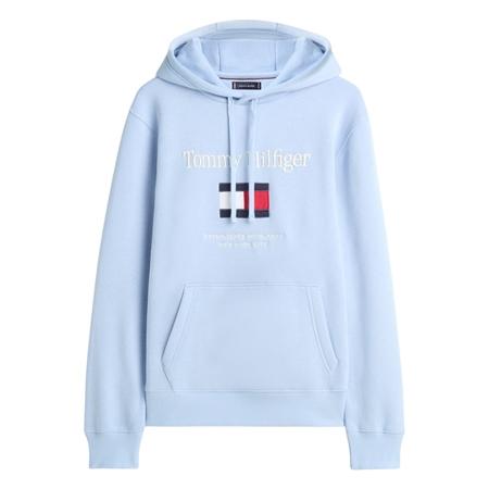 Tommy Hilfiger Logo Embroidery Flex Fleece Hoodie - Blue - XL