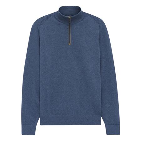 Bugatti Mens Half Zip Cotton Sweater - Navy - XL