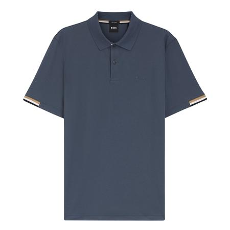 Boss Parlay Interlock-cotton Polo Shirt- Blue - M