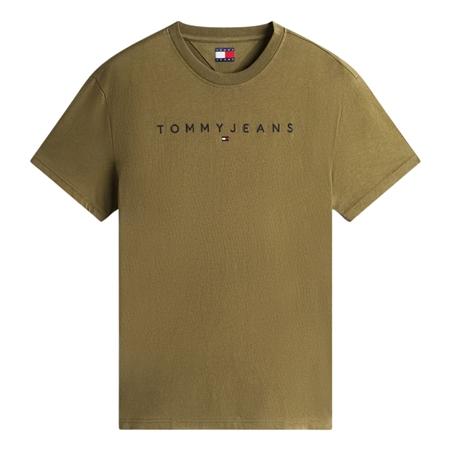Tommy Jeans Linear Logo Embroidery T-Shirt - Green - L