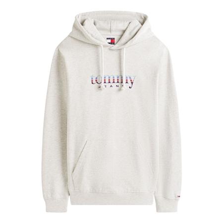 Tommy Jeans Logo Terry Drawstring Hoody - Grey - L