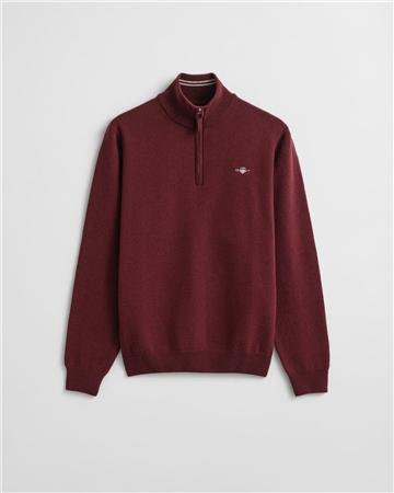 Gant Superfine Lambswool Half Zip Sweater - Wine - 2XL