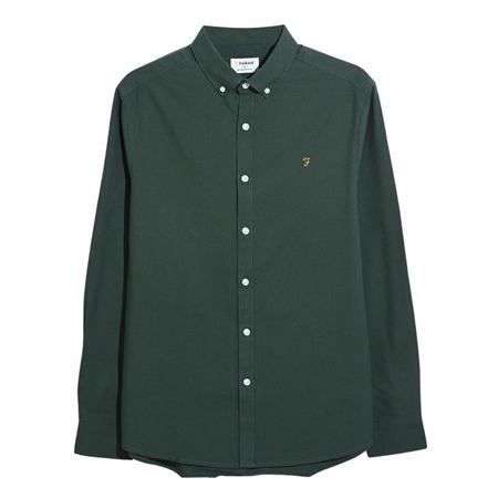 Farah Brewer Slim Fit Organic Cotton Oxford Shirt - Popular Green - S