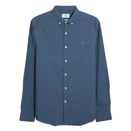 Farah Brewer Slim Fit Organic Cotton Oxford Shirt - River Blue - M
