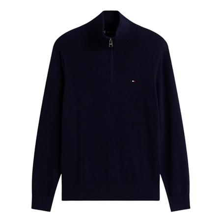 Tommy Hilfiger Pima Half-Zip Jumper With Cashmere - Navy - XL