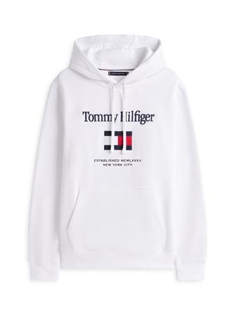 Tommy Hilfiger Logo Embroidery Flex Fleece Hoodie - White - L