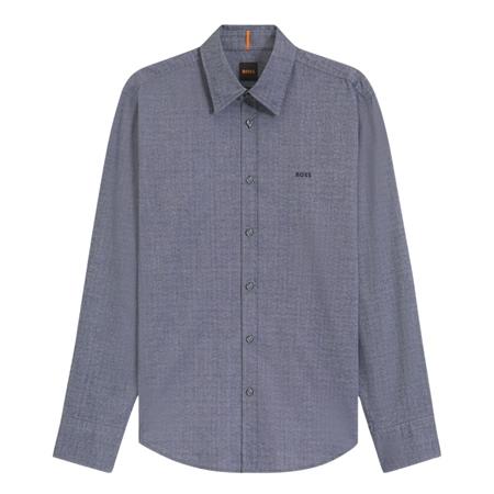 Boss Relegant Stretch-Cotton Dobby Shirt - Navy - M