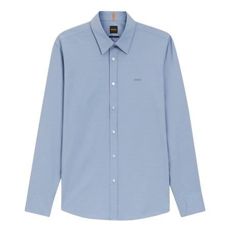 Boss Relegant Stretch-Cotton Dobby Shirt - Blue - 2XL