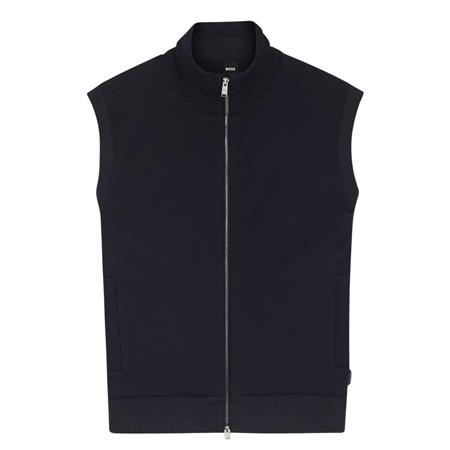 Boss P-Heflono Flannel Gilet with Ribbed Trims - Navy - M