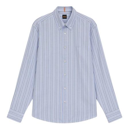Boss Ricoplus Striped Stretch Cotton Shirt - Blue - XL