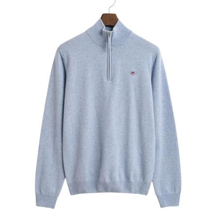 Gant Superfine Lambswool Half Zip Sweater - Blue - 2XL