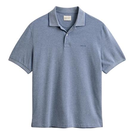 Gant 2 Tone Ss Polo Shirt - Vintage Blue - 2XL