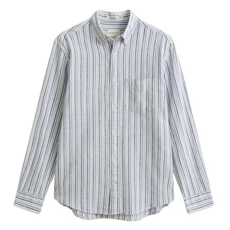 Gant Striped Linen Blend Shirt - Blue - M
