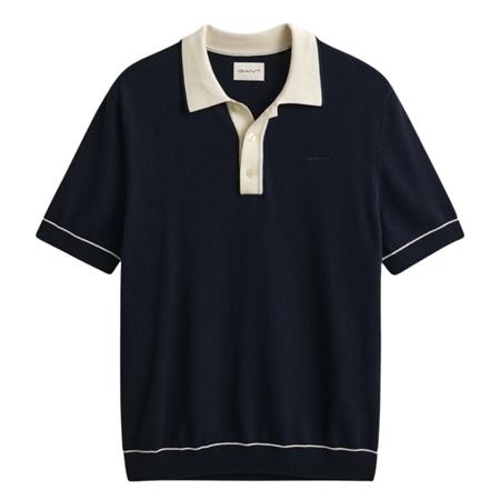 Gant Cotton Modal Polo Shirt - Navy - L