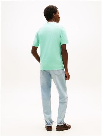 Tommy Hilfiger Flag Embroidery Crew Neck T-Shirt - Aqua Blue - L