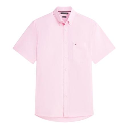 Tommy Hilfiger Regular Fit Lightweight Short Sleeve Oxford Shirt - Pink - 2XL