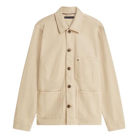 Tommy Hilfiger Washed Flag Embroidery Denim Chore Jacket - Beige - M