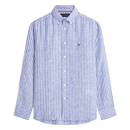 Tommy Hilfiger Bengal Stripe Pure Linen Shirt - Blue - L