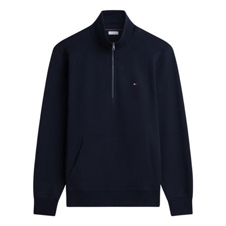 Tommy Hilfiger Flag Embroidery Terry Quarter-Zip Jumper - Navy - M