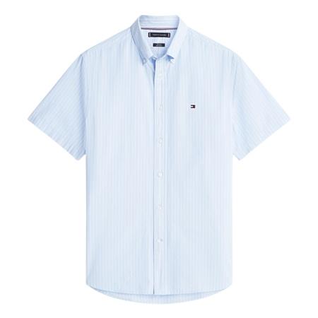 Tommy Hilfiger Flex Poplin Striped SS Shirt - Blue - L
