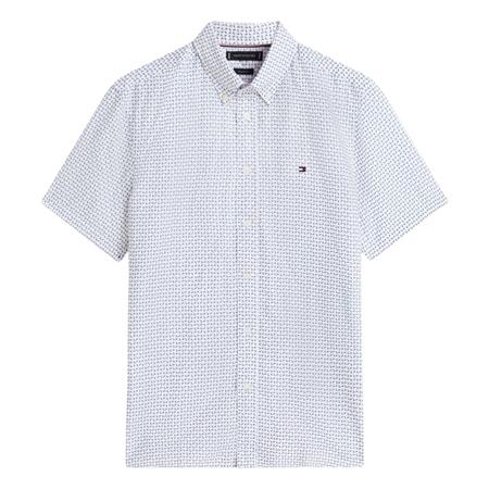 Tommy Hilfiger Linen Blend Printed SS Shirt - White - M