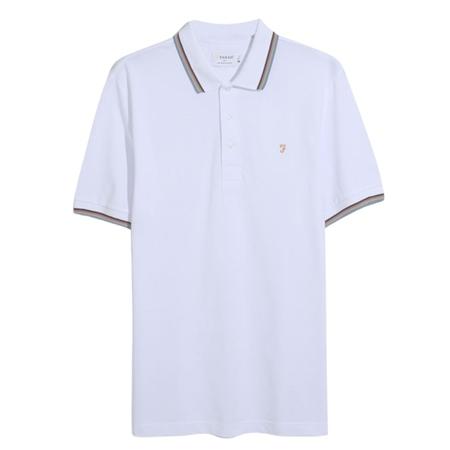 Farah Elton Tipped Polo Shirt - White - M