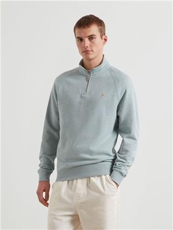 Farah Jim Organic Cotton 1/4 Zip Sweatshirt - Mist - L