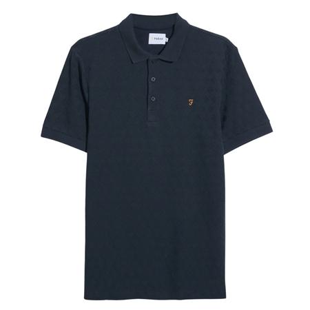Farah Horace Jacquard Polo Shirt - Navy - M