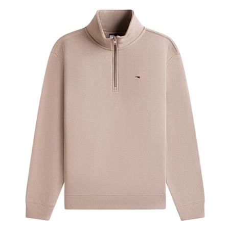 Tommy Jeans Tommy Flag Fleece Quarter-Zip Jumper - Beige - XL