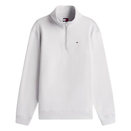 Tommy Jeans Tommy Flag Fleece Quarter-Zip Jumper - Grey - S