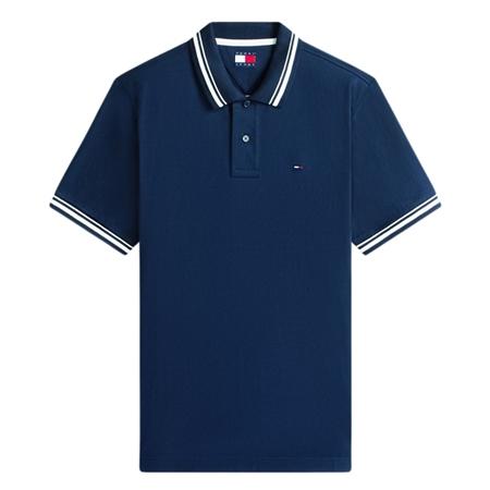 Tommy Jeans Tommy Flag Regular Fit Tipped Polo Shirt - Dark  Blue - M