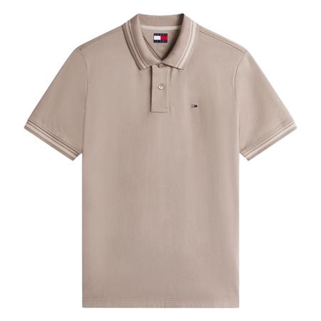 Tommy Jeans Tommy Flag Regular Fit Tipped Polo Shirt - Beige - M