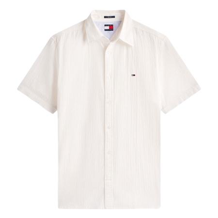Tommy Jeans Regular Fit Seersucker Short Sleeve Shirt - White - M