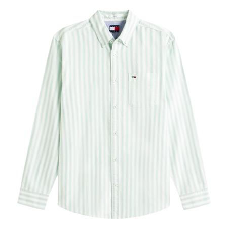 Tommy Jeans Regular Fit Stripe Oxford Shirt - Green - L