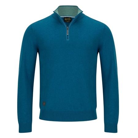 6th Sense Harry 1/4 Zip Sweater - Petrol Blue - M