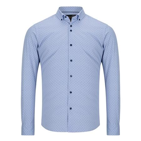 6th Sense Button Down Performance Printed Shirt Per 17 - Blue - L