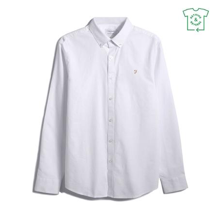 Farah Brewer Slim Fit Organic Cotton Oxford Shirt - White - L