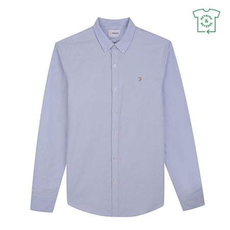 Farah Brewer Slim Fit Organic Cotton Oxford Shirt - Light Blue - L