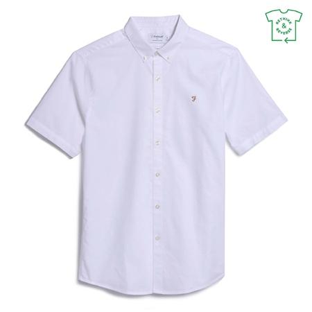 Farah Brewer Short Sleeve Oxford Shirt - White - XL