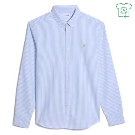 Farah Brewer Stripe Long Sleeve Shirt - Light Blue - S