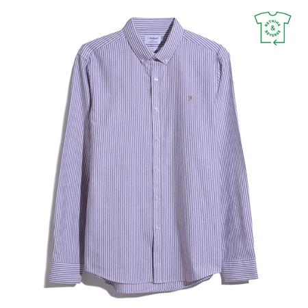 Farah Brewer Stripe Long Sleeve Shirt - Wine - S