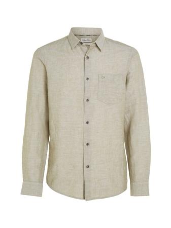 Calvin Klein Linen Cotton Regular Shirt - Green - 2XL