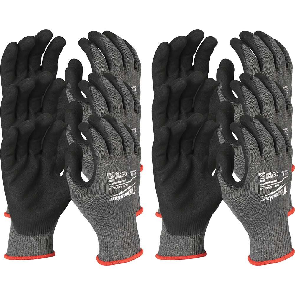 Milwaukee Cut Level 5 Dipped Work Gloves Black / Grey M Pack of 12