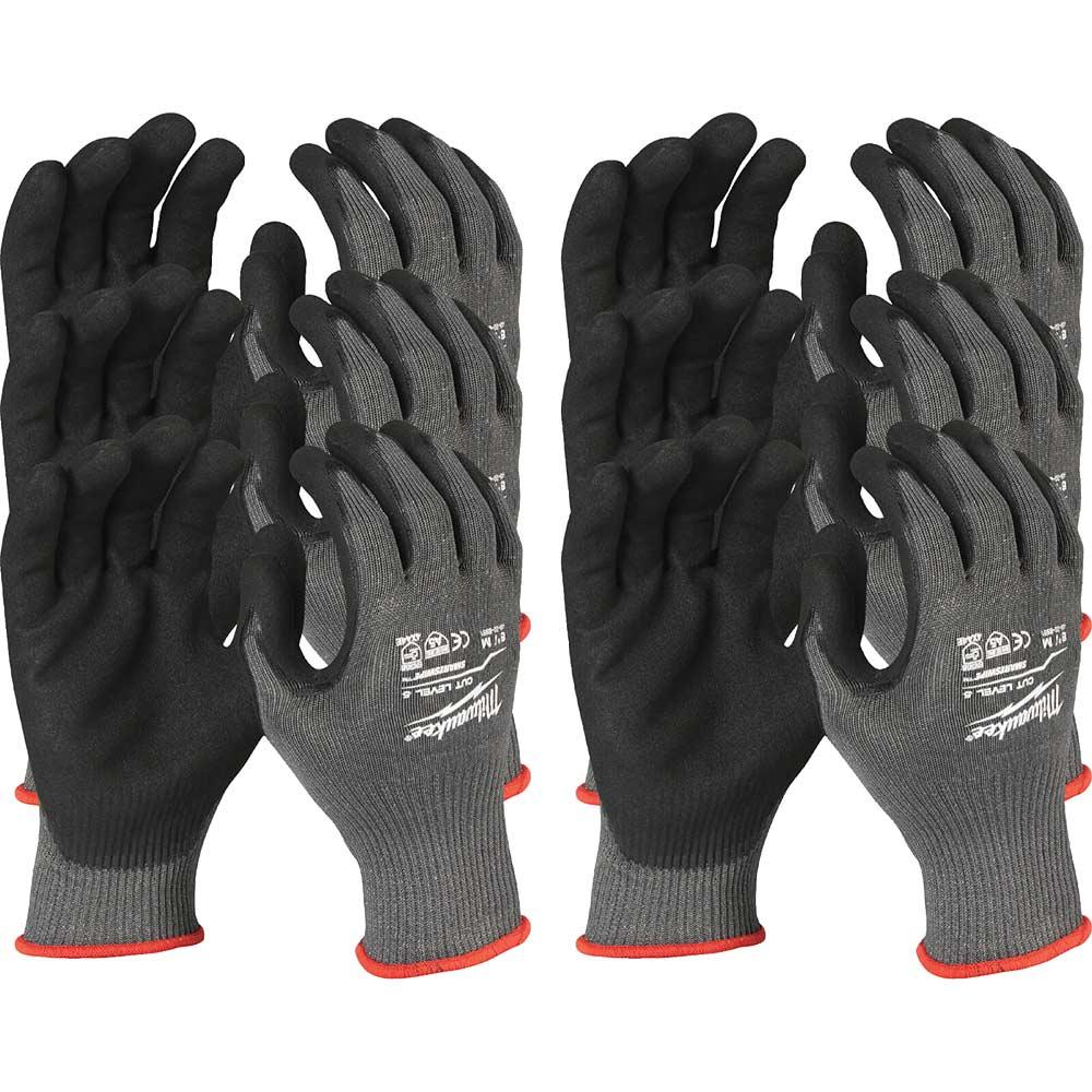 Milwaukee Cut Level 5 Dipped Work Gloves Black / Grey L Pack of 12