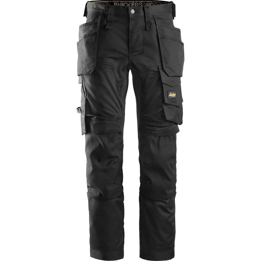 Snickers 6241 Mens Allround Work Stretch Slim Fit Trousers Holster Pockets Black 33" 32"
