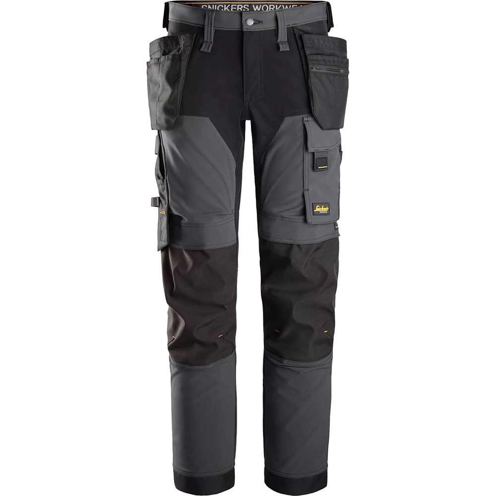 Snickers 6275 Mens Allround Work 4 Way Stretch Holster Pocket Work Trousers Steel Grey / Black 30" 28"